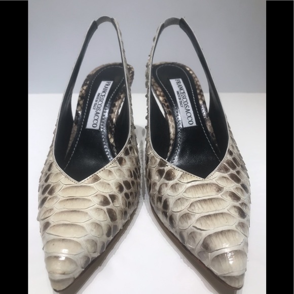 Francesco Sacco python sling back mid heel